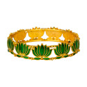 Matte Gold Plated Lotus Enamel Bangle