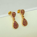 Fashionable Gold Plated Teardrop Stone Drop Earrings