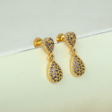 Fashionable Gold Plated Teardrop Stone Drop Earrings