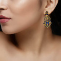 Sparkling Gold-Plated Blue Sapphire Designer Drop Earrings