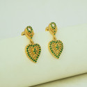 Emerald Stone Gold Plated Heart Drop Earrings for Girls