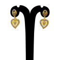 Emerald Stone Gold Plated Heart Drop Earrings for Girls