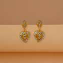 Emerald Stone Gold Plated Heart Drop Earrings for Girls