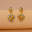 Synthetic Stone Gold Plated Heart Drop Earrings for Girls