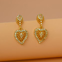 Emerald Stone Gold Plated Heart Drop Earrings for Girls