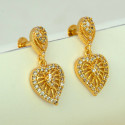 Emerald Stone Gold Plated Heart Drop Earrings for Girls