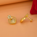 Stylish Gold Plated Floral Heart CZ Stud Earrings