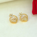 Stylish Gold Plated Floral Heart CZ Stud Earrings