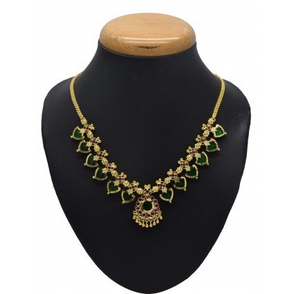 Gold Plated Ethnic Green Palakka Necklace