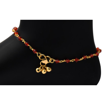 Gold plated Red Crystal Anklets
