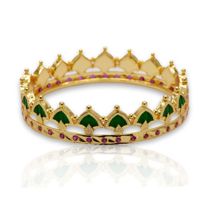 Traditional One Gram Gold Plated Broad Green Palakka Bangle