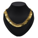 Traditional Gold Plated White Stone Head Coin Kash Necklace
