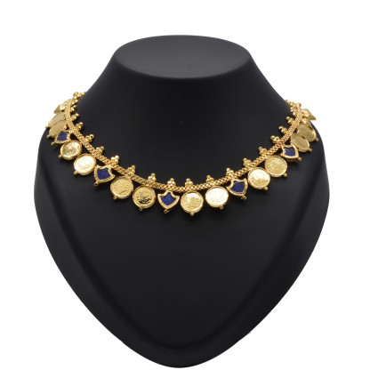 Gold plated Blue Palakka Kash Necklace