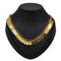 Traditional Gold Plated White Stone Head Coin Kash Necklace