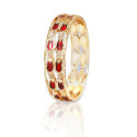 Traditional Broad Two Line Red Nagapadam Bangle