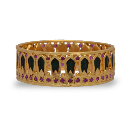 One Gram Gold Traditional Green Broad Nagapadam Bangle