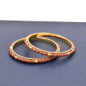 Gold Plated Coral And Golden Bead Bangles