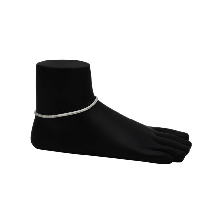 Cute Micro Silver Plain Chain Anklets