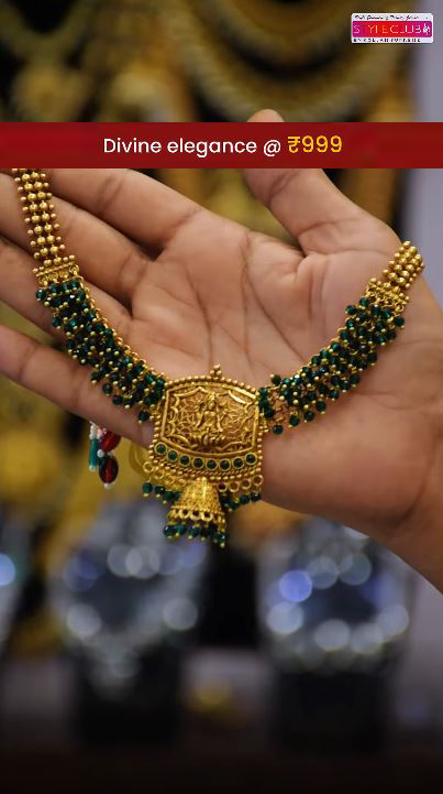 Antique Gold Plated Crystal Lakshmi Necklace Set