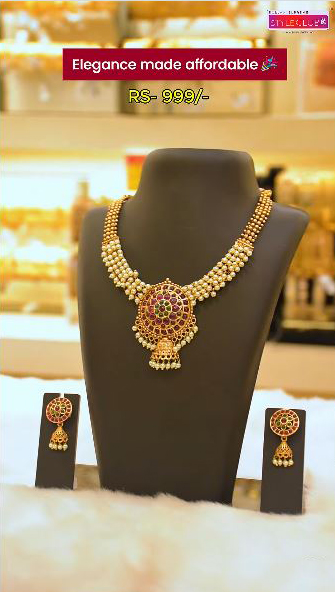 Antique Gold Plated Kemp Stone Beaded Necklace Set