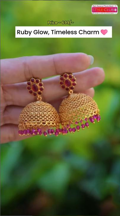 Elegant Kemp Stone Big Matte Jhumka Earrings