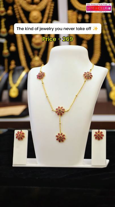 Floral Kemp Stone Necklace Set