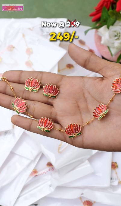 Lotus Curb Necklace Set