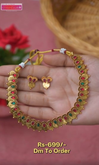 Antique Kemp Teardrop Lakshmi Coin Necklace Set