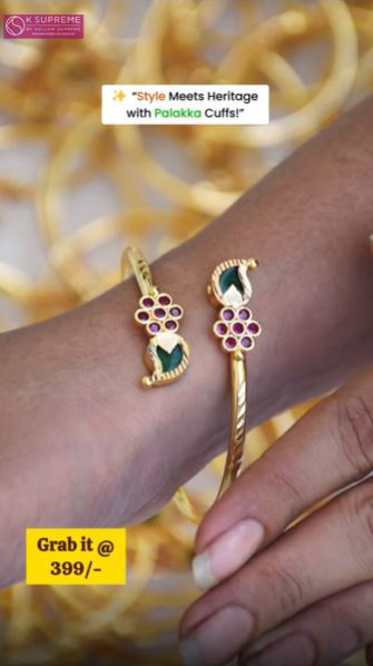 Floral Ruby Stones Open Mango Bangle