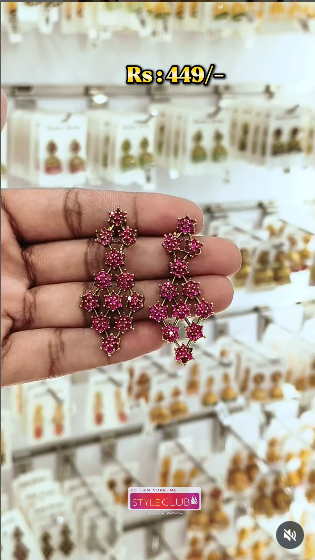 Floral Star ruby drop earrings